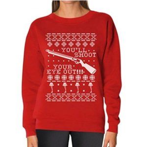 You'll Shoot Your Eye Out Red Sweatshirt Ugly Christmas Sweater | Sz S